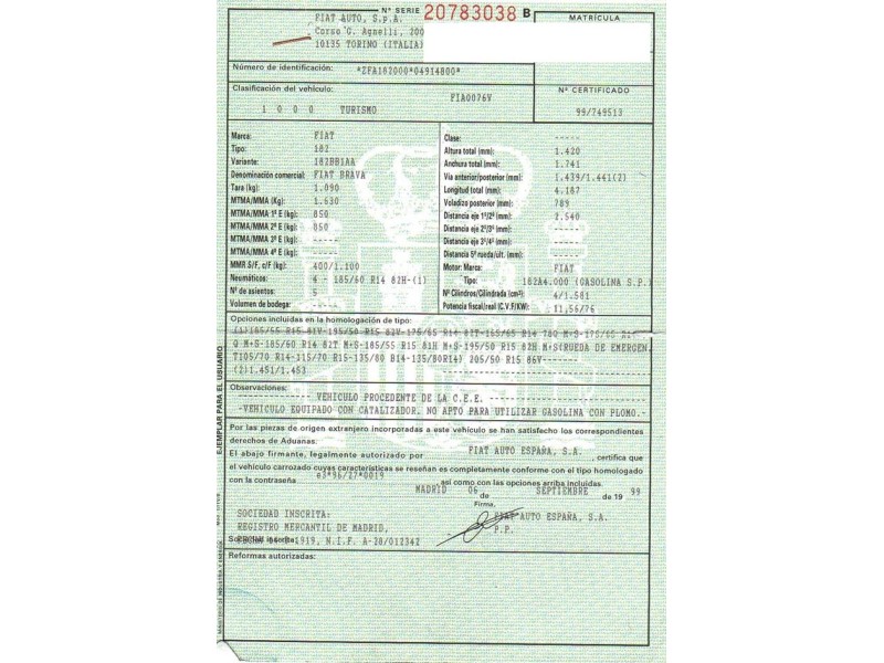 fiat brava del año 1999