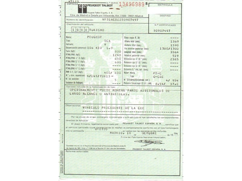 peugeot 106 del año 1994