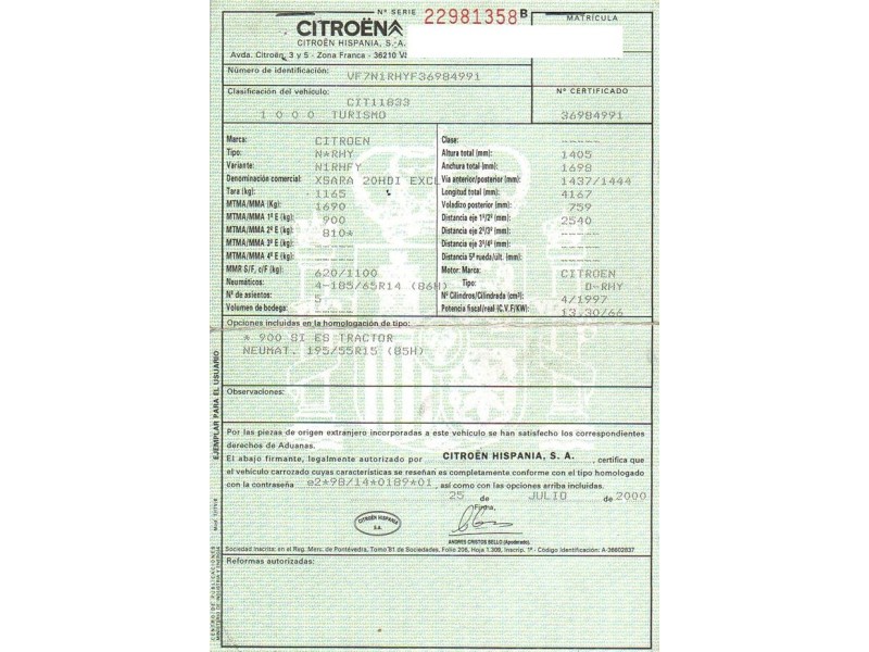 citroen xsara del año 2000