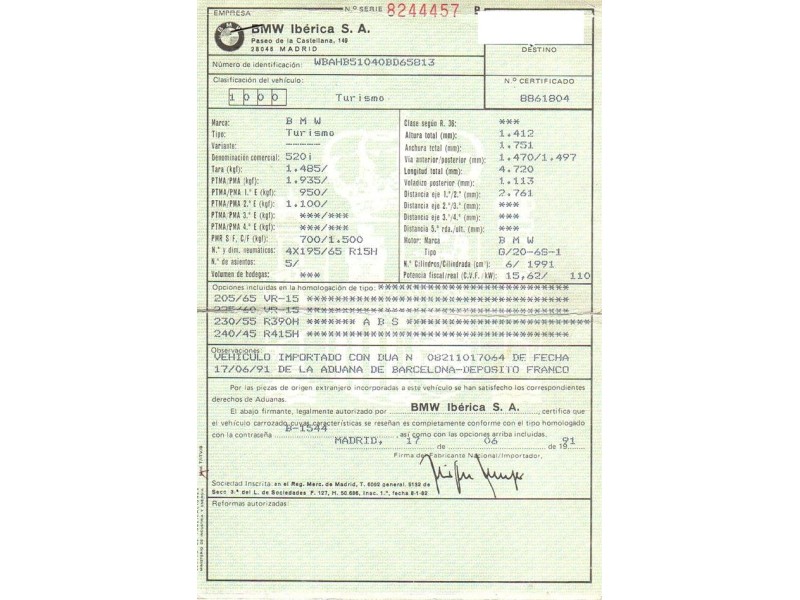 bmw  520 del año 1991