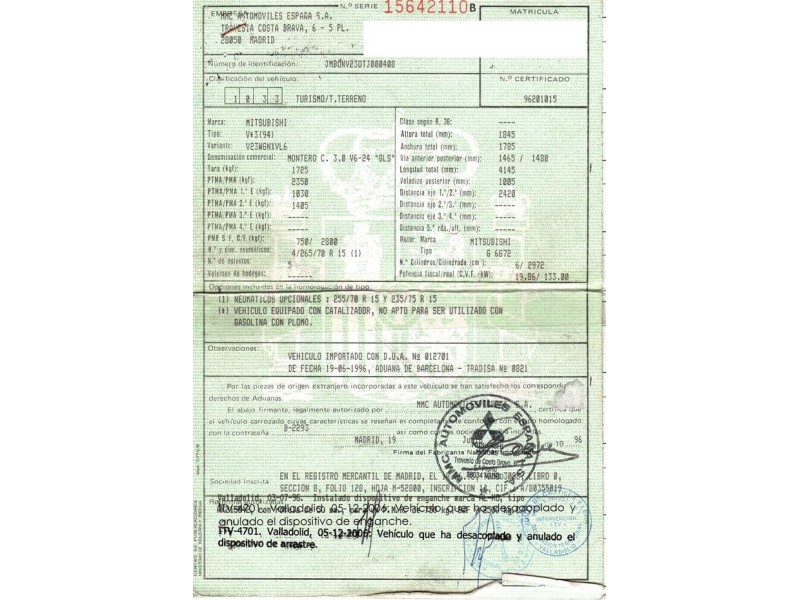 mitsubishi montero del año 1996