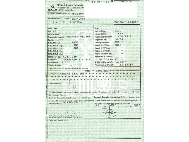 renault megane del año 2000