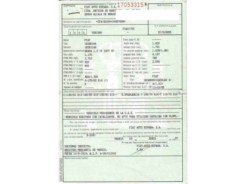 fiat brava del año 1997