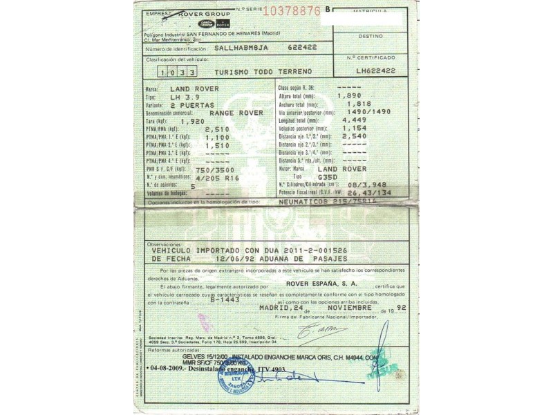 land rover range del año 1992