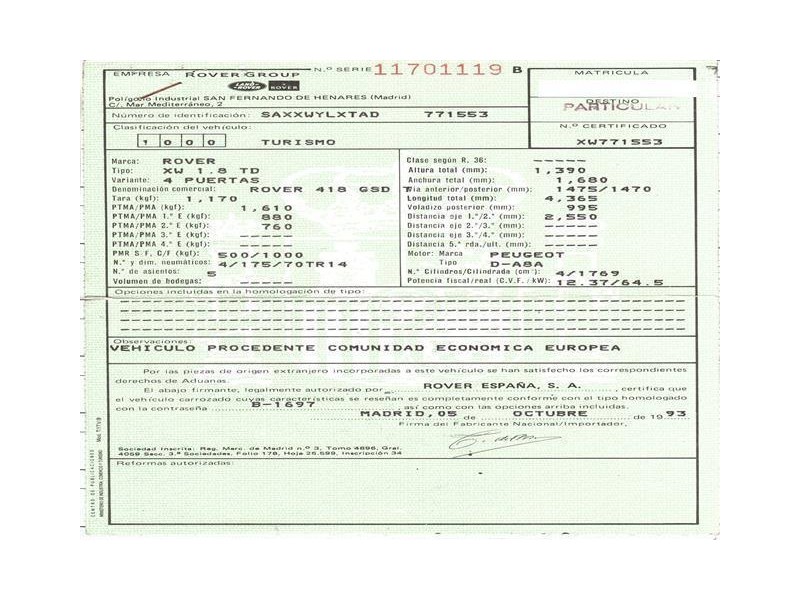 rover  418 del año 1993