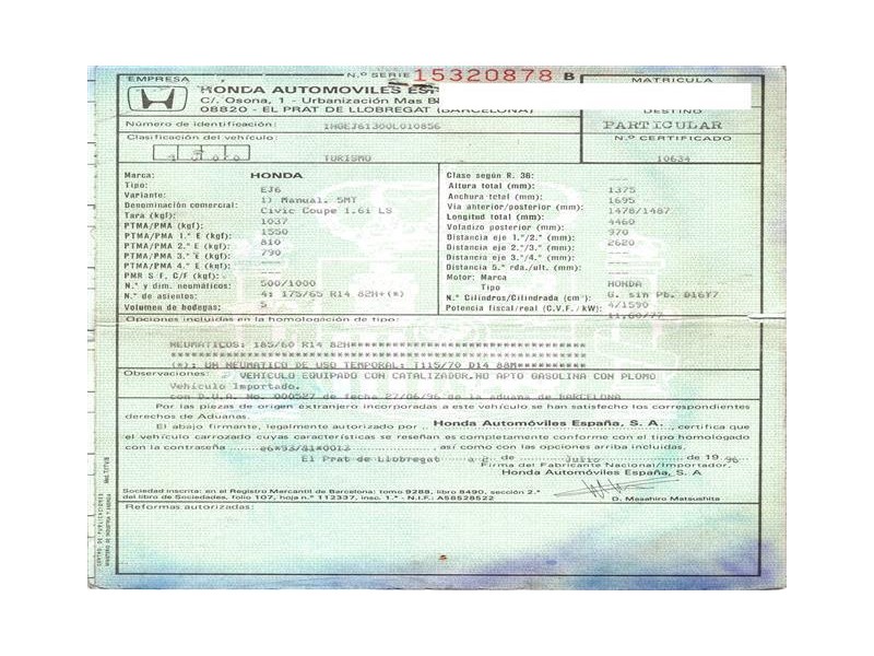 honda civic del año 1996