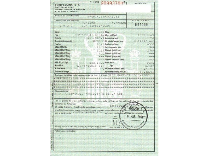 ford mondeo del año 2000