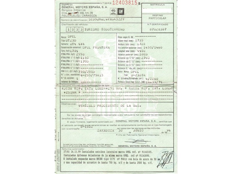 opel frontera del año 1994