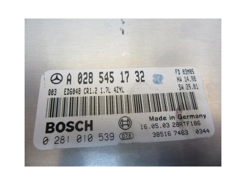 Recambio de centralita : m. benz vaneo : 1.7 cdi [2003] para m. benz vaneo 1.7 cdi referencia OEM IAM A0285451732  