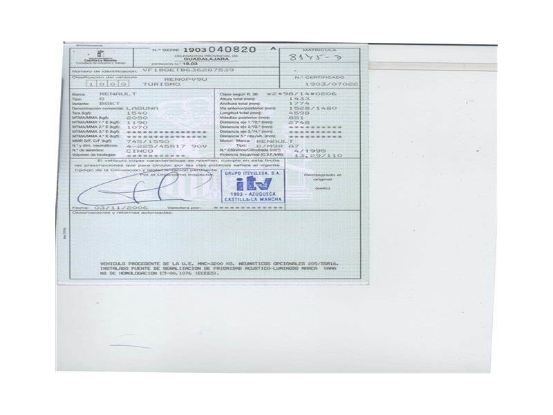 renault laguna 2.0 td /m9r a7  (149,6cv del año 2006