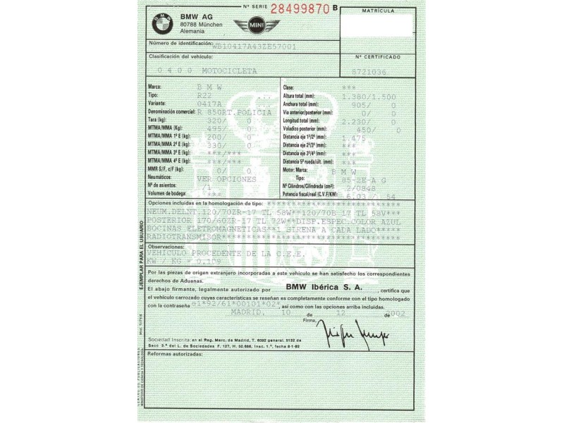 bmw serie r -g -85-2e-a g del año 2002