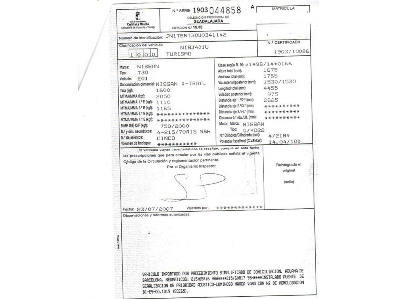 nissan x-trail del año 2007