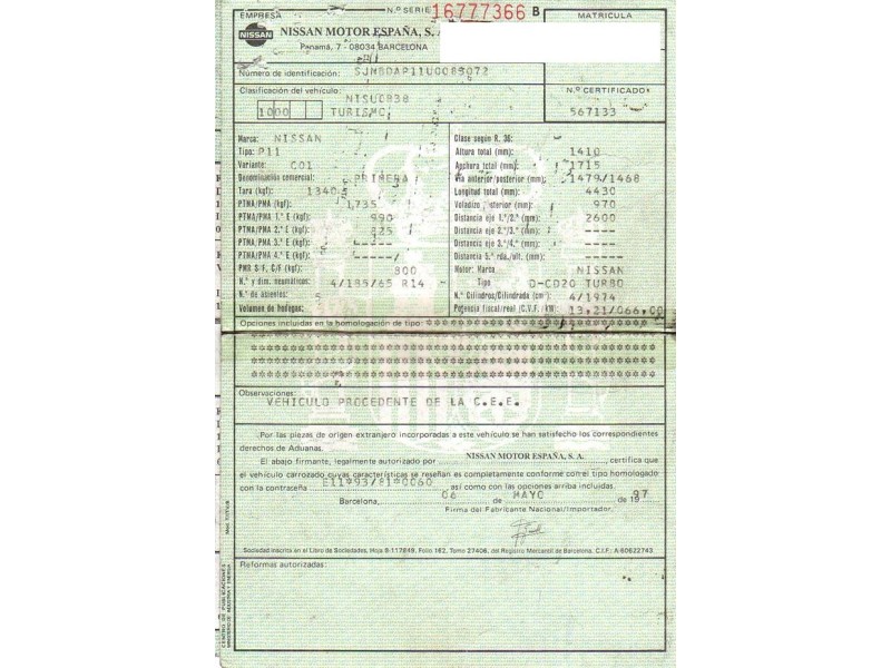 nissan primera del año 1997