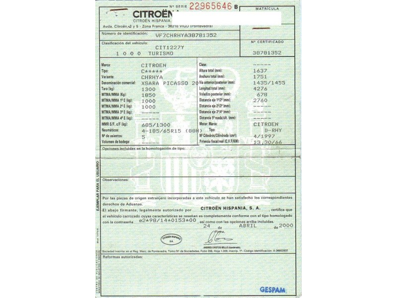 citroen xsara picasso del año 2000