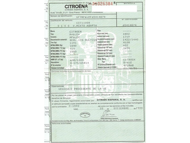 citroen berlingo del año 2000