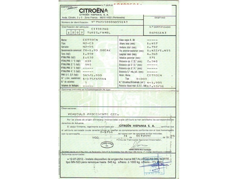 citroen zx del año 1996