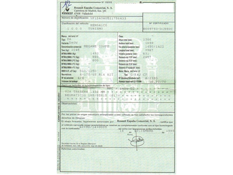renault megane del año 2000