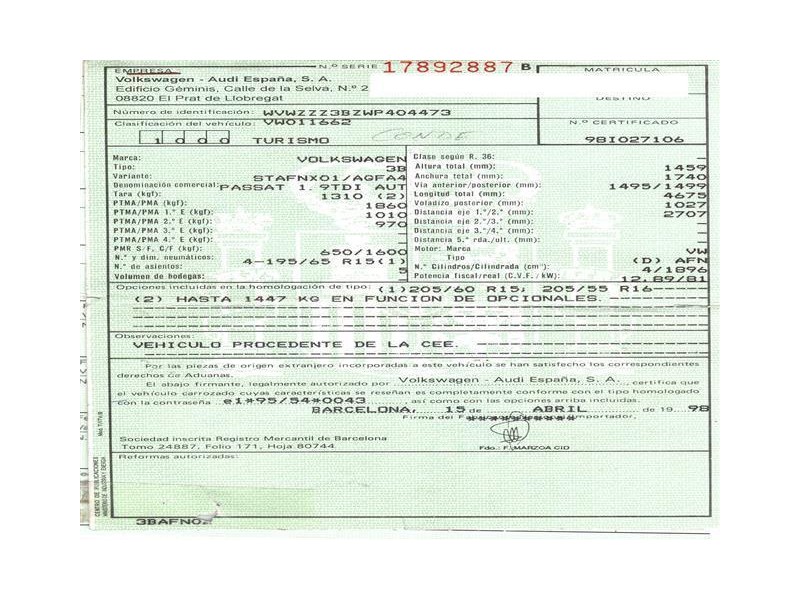 volkswagen passat del año 1998