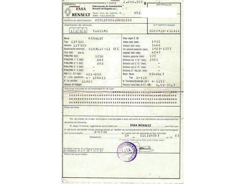 renault 11 del año 1987