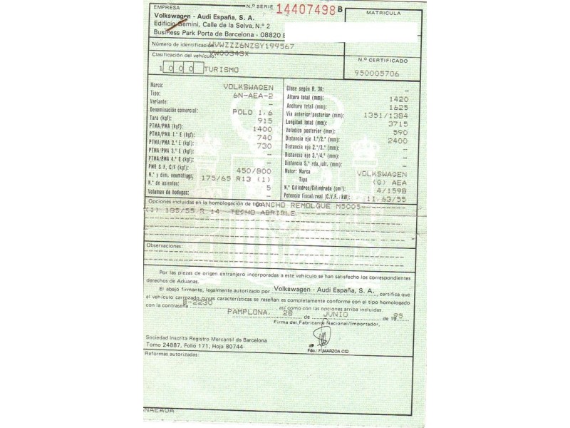 volkswagen polo del año 1995