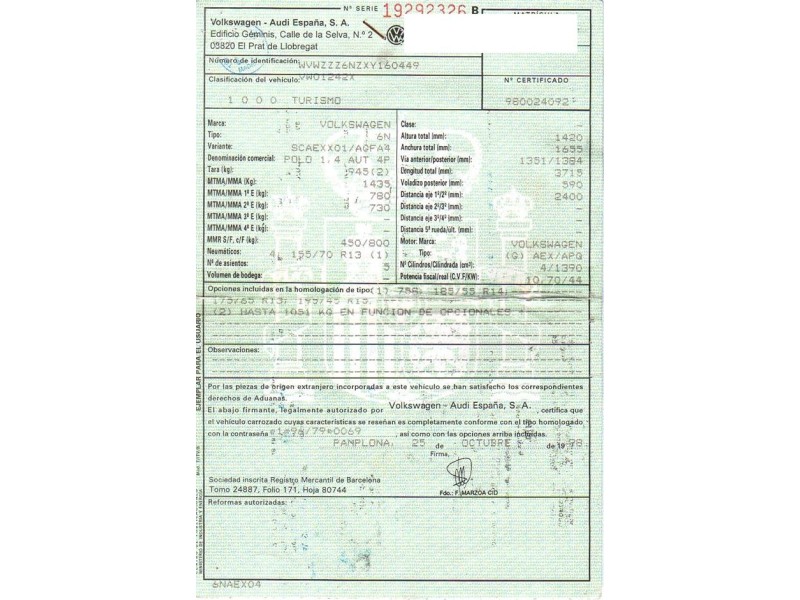 volkswagen polo del año 1998