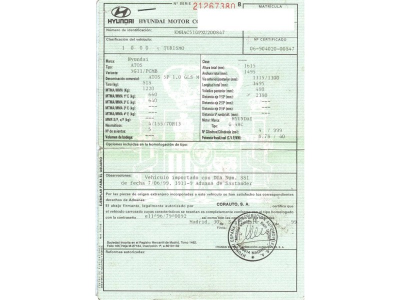 hyundai atos del año 1999