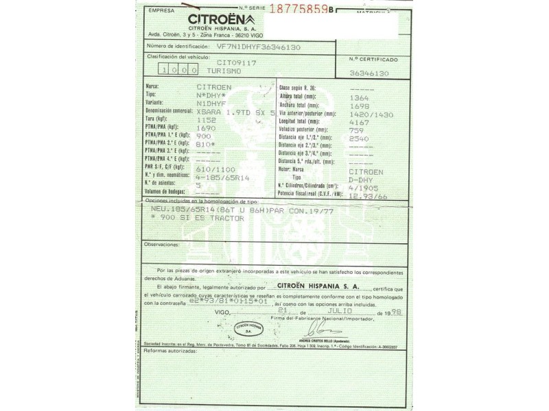 citroen xsara del año 1998