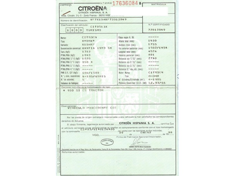 citroen xantia del año 1998