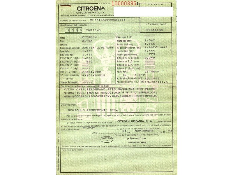 citroen xantia del año 1993