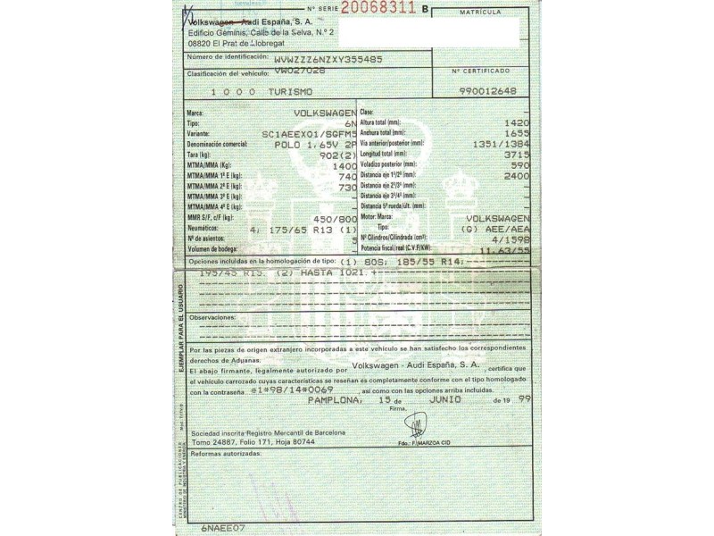 volkswagen polo del año 1999