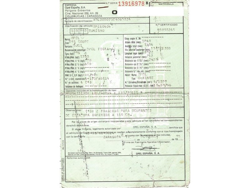 opel tigra del año 1995