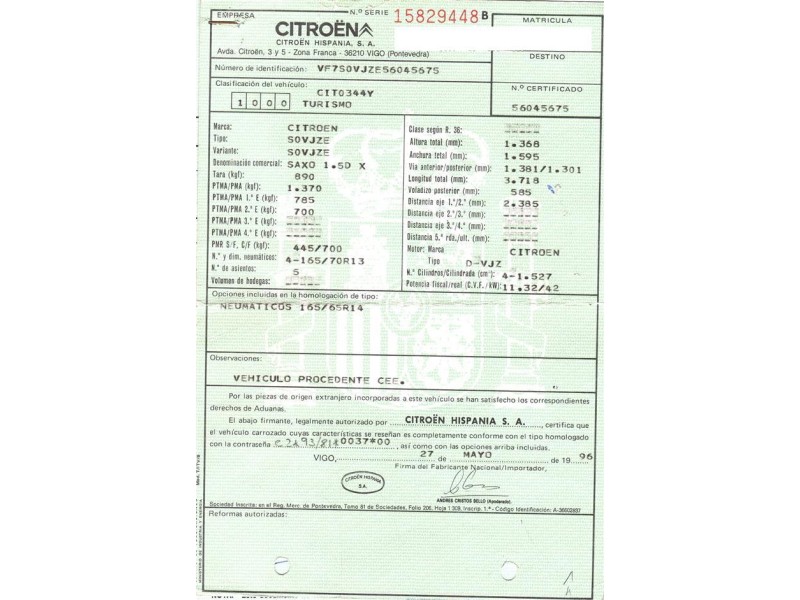 citroen saxo del año 1996