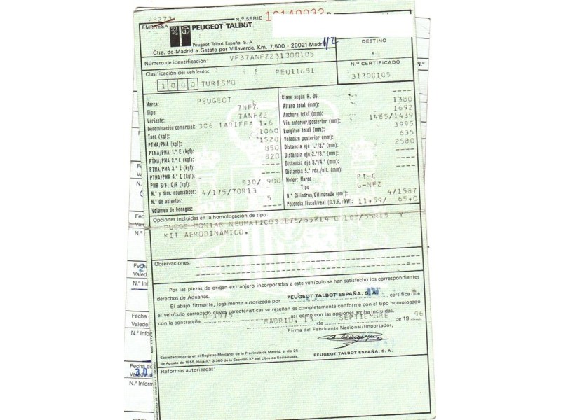 peugeot 306 del año 1996