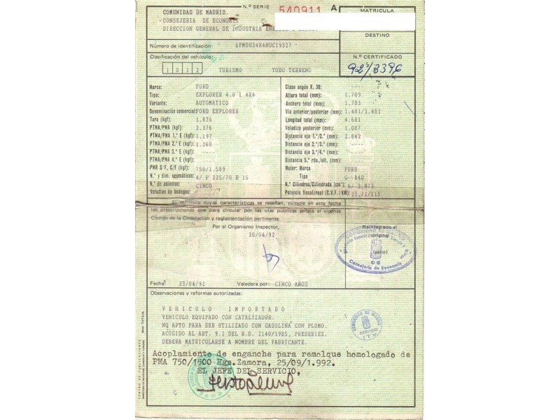 ford explorer del año 1992