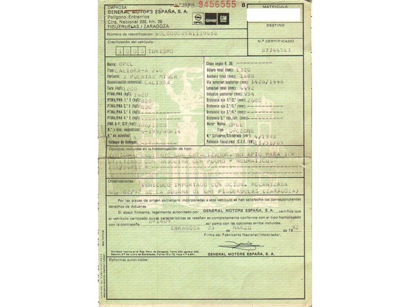 opel calibra del año 1992