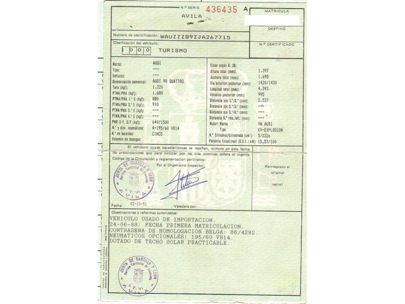 audi  90 del año 1988