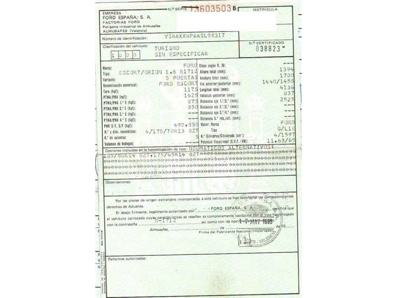 ford escort del año 1995