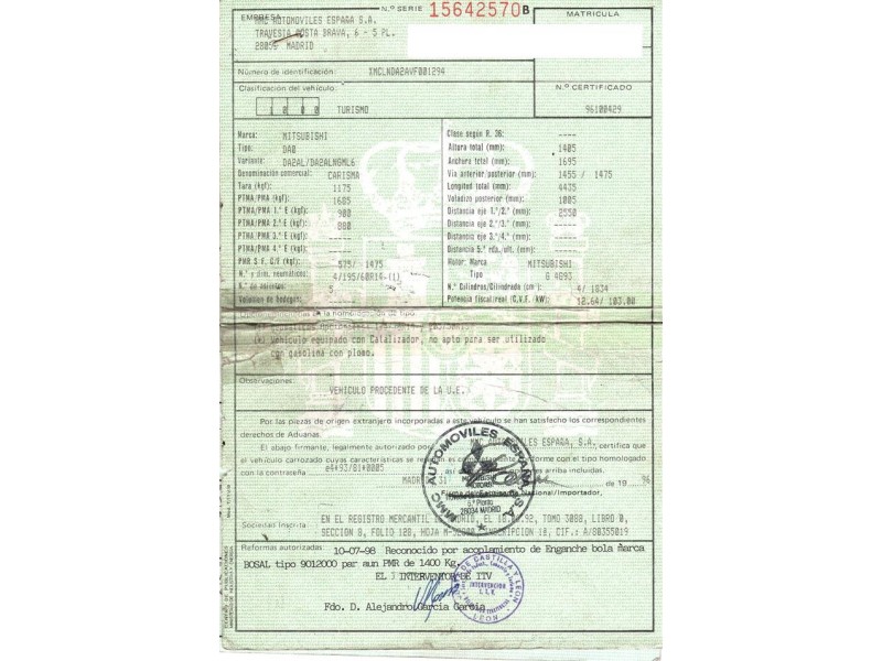 mitsubishi carisma del año 1996