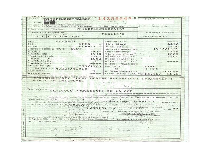 peugeot 605 del año 1995