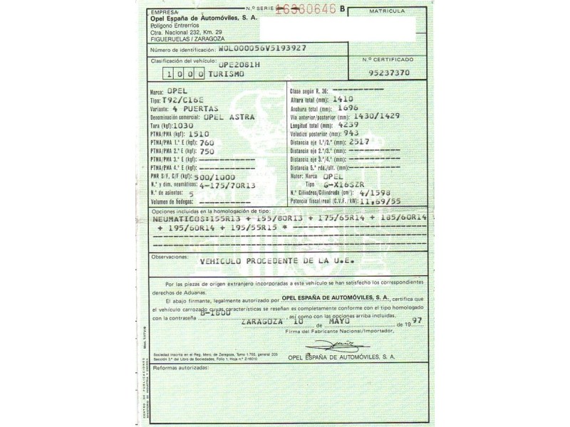 opel astra del año 1997