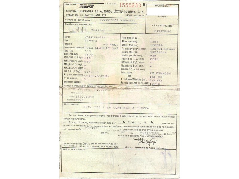 volkswagen polo del año 1988