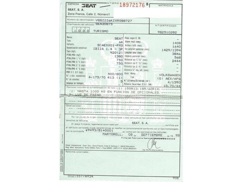 seat ibiza del año 1998