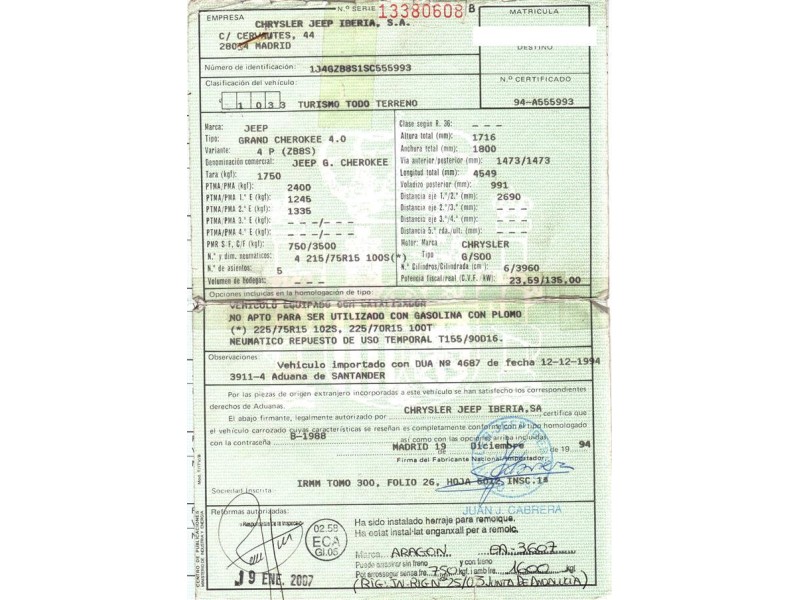 jeep grand cherokee del año 1994