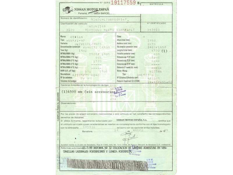 nissan vanette del año 1999
