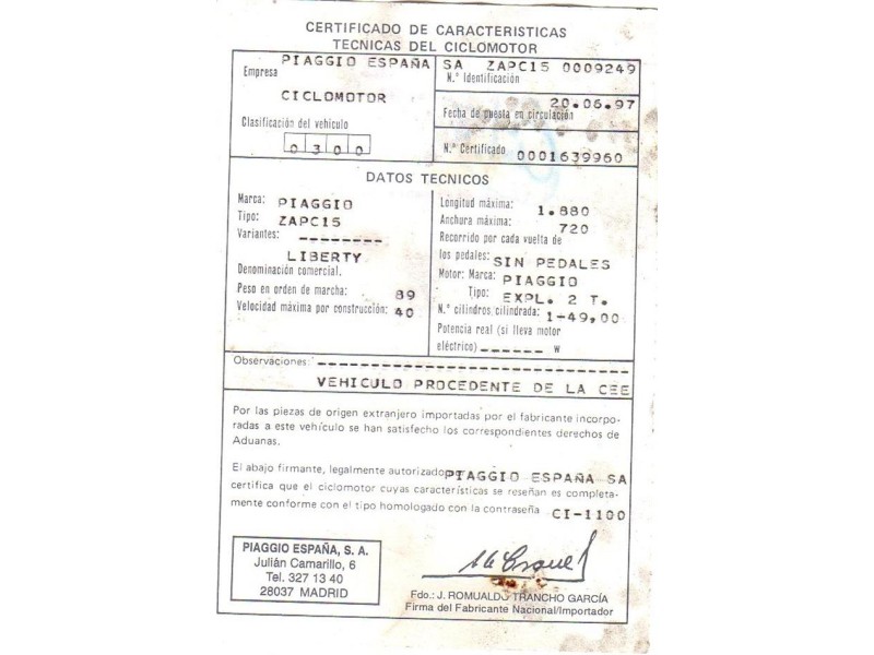 piaggio liberty 50 del año 2000