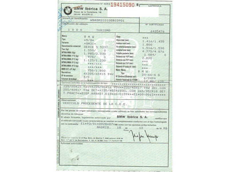 bmw  523 del año 1998