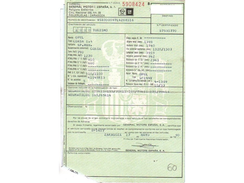 opel corsa del año 1990