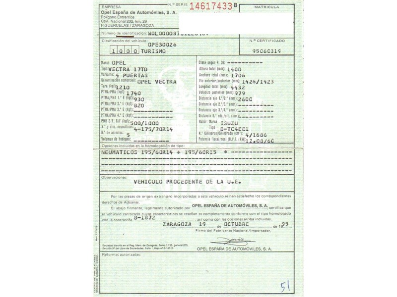 opel vectra del año 1995