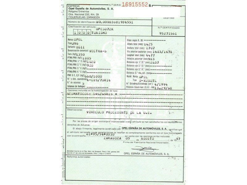 opel vectra del año 1997