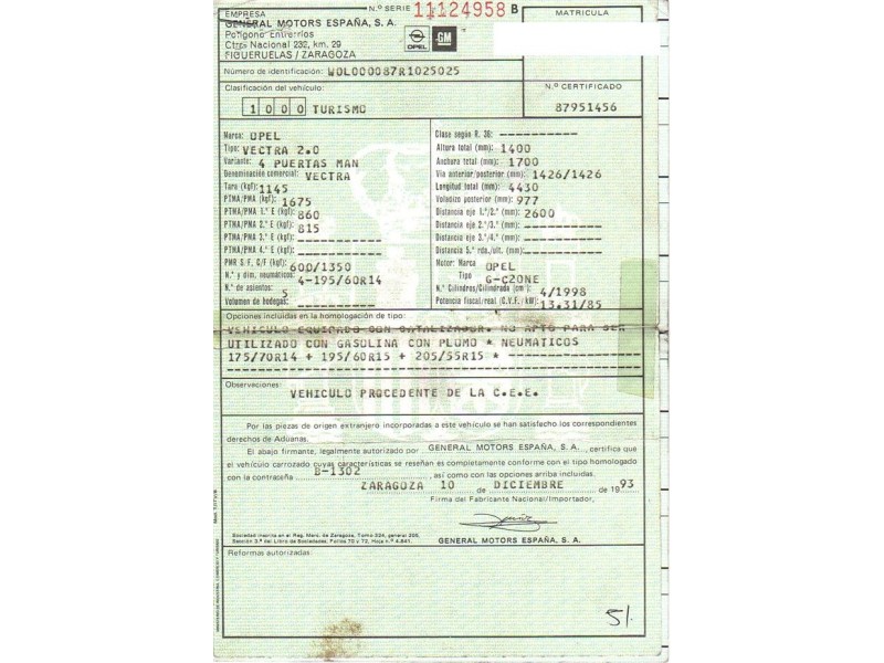 opel vectra del año 1994